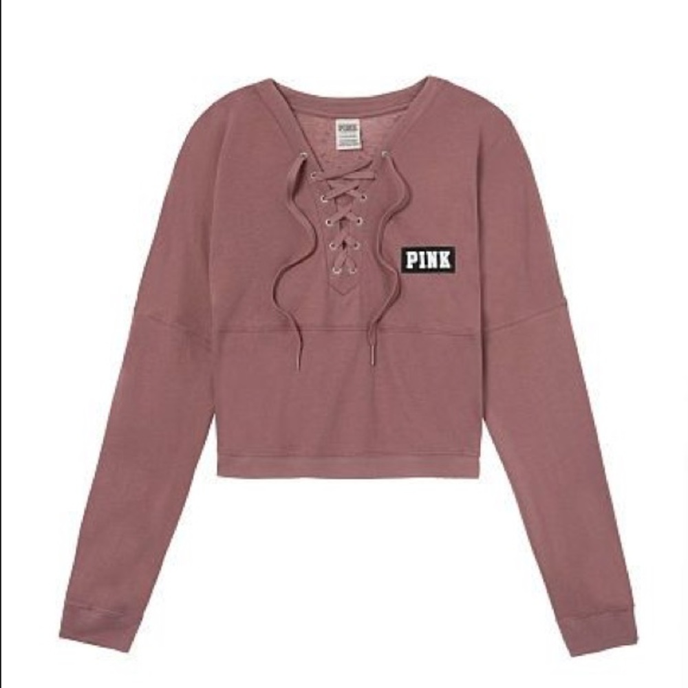 victoria secret pink varsity long sleeve crop top
